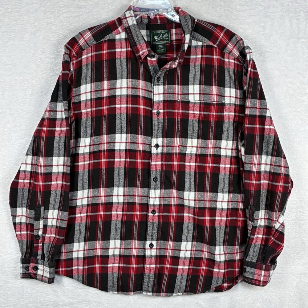 VTG Woolrich Flannel Shirt Mens XL Red Black Plaid Lumberjack Outdoor Hike Thick